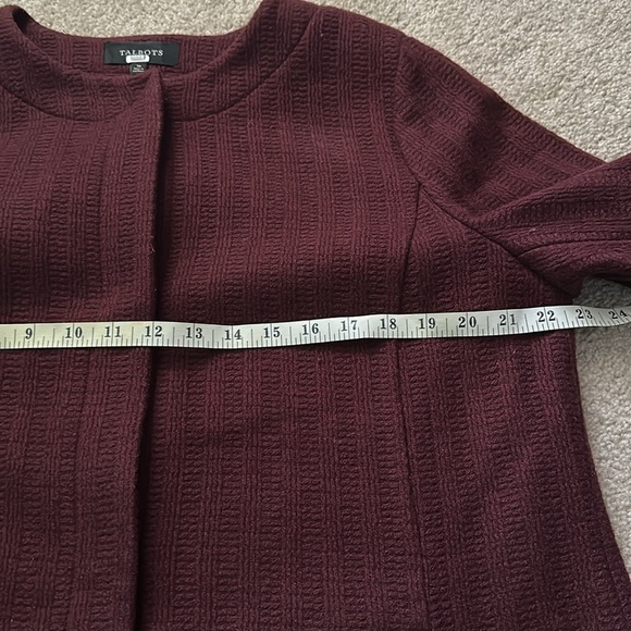Talbots Long Duster Jacket Coat Crepe Textured Wool Blend Cranberry Size 16 - Picture 4 of 12